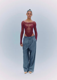 Alabama Cheetah Bodysuit Red Plum