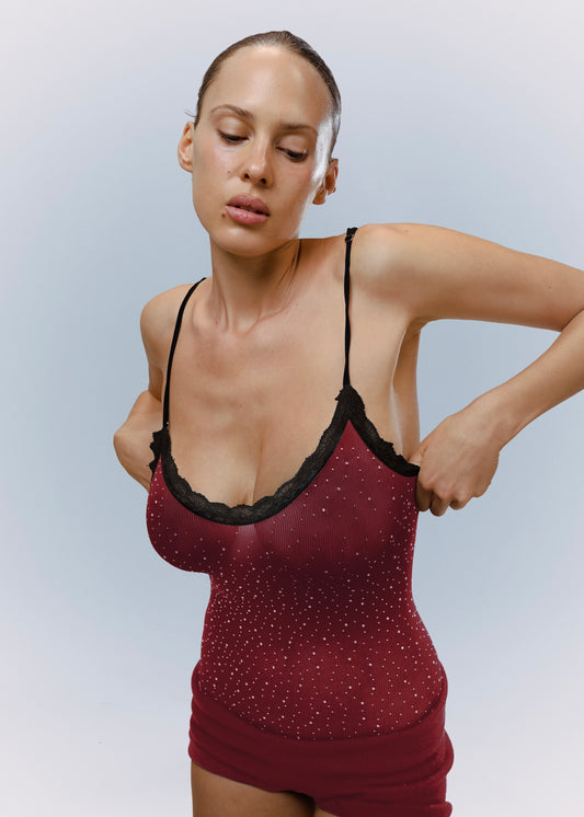 Cami Lace Bodysuit Bordeaux