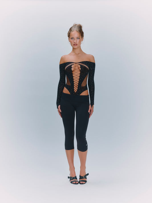 Long Sleeved Tinkerbell Bodysuit Black