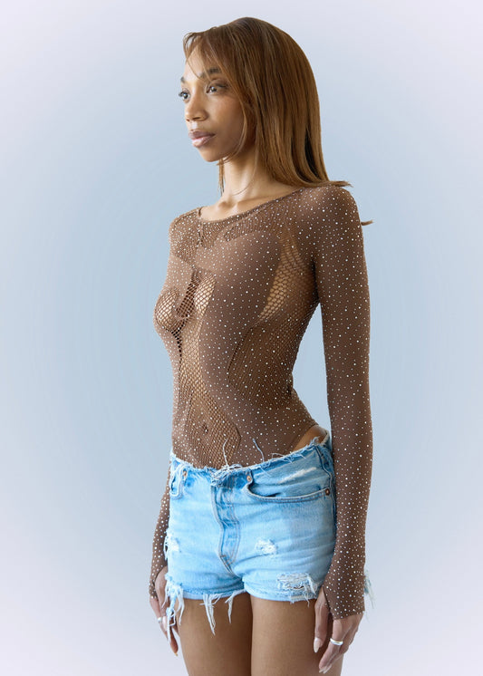 Cleo Snake Bodysuit Brown